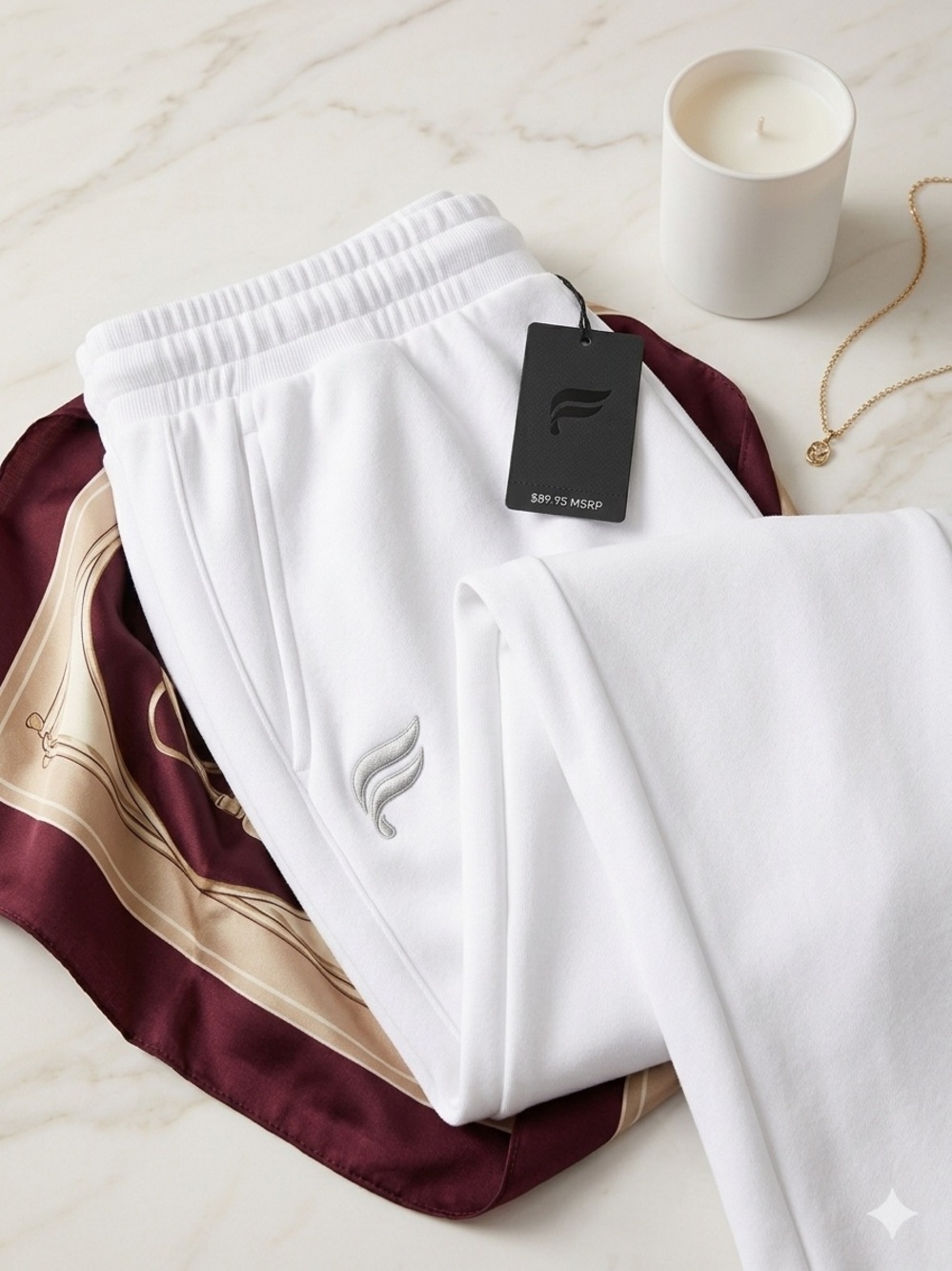 NWT White French Terry Flare Sweatpants Cozy Minimalist Clean Girl Small